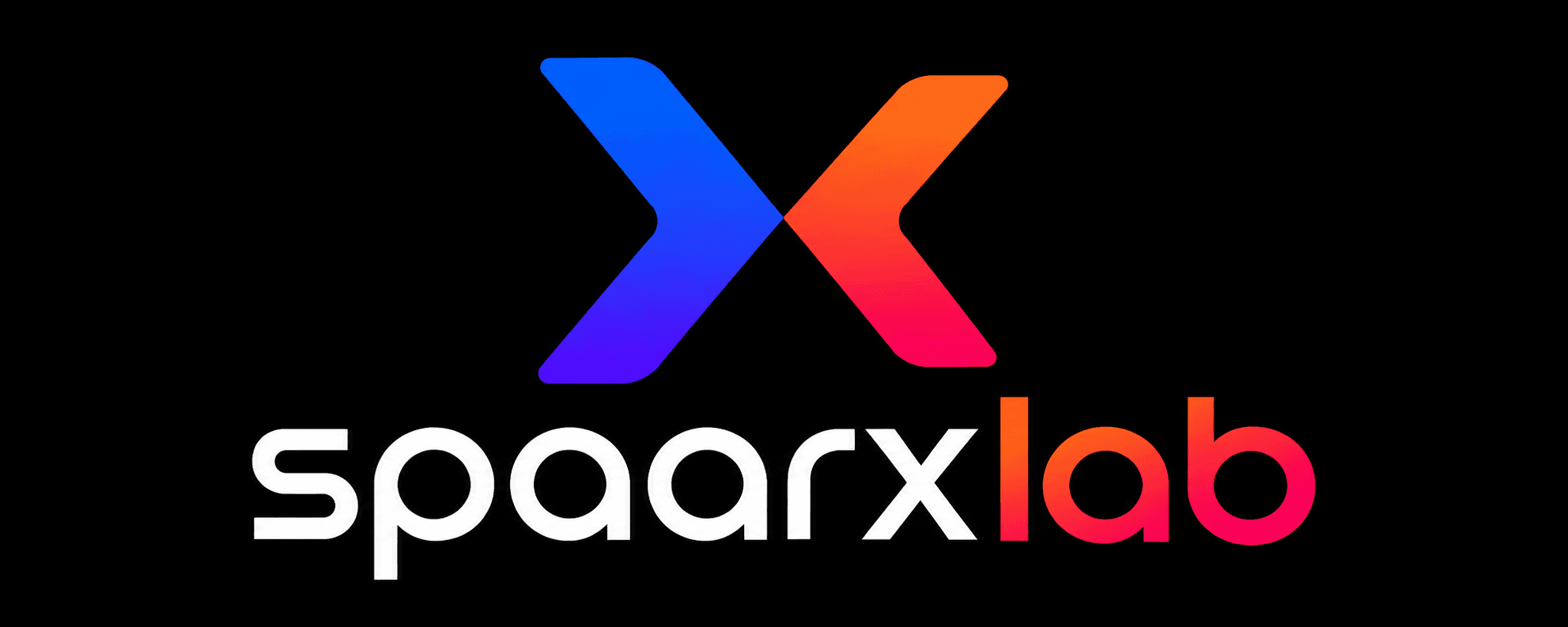 SpaarxLab brand logo in blue orange pink and white